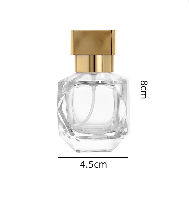 Technical specifications of 30ml square glass travel perfume bottle